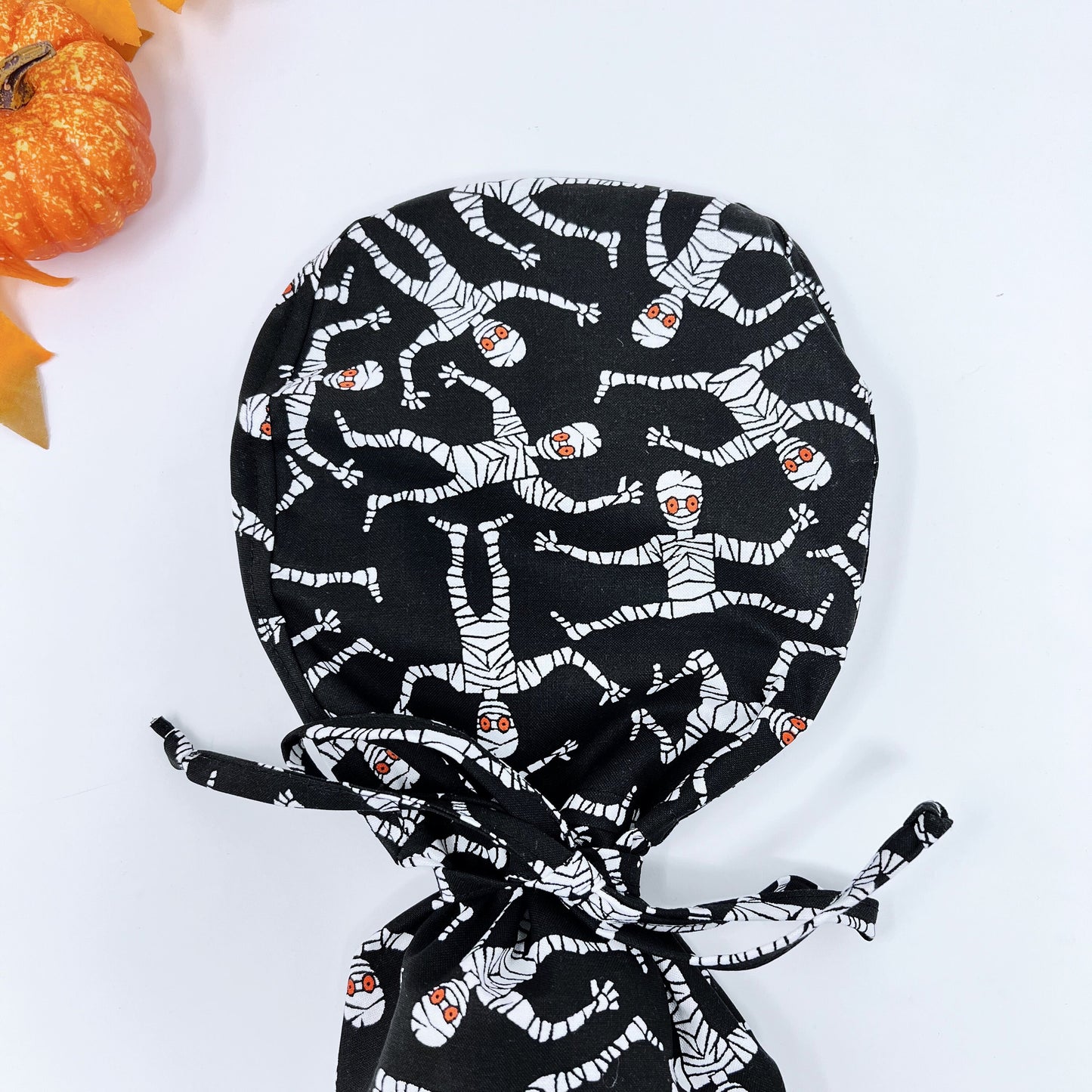 Halloween ponytail scrub cap, Fall Surgical cap women. Surgical cap with ponytail.