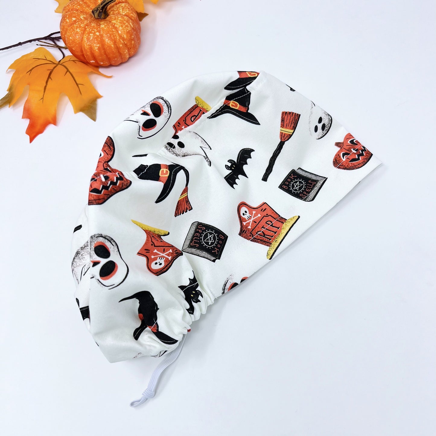 Halloween Euro Scrub Cap for Women, Surgical cap Satin Lined Option