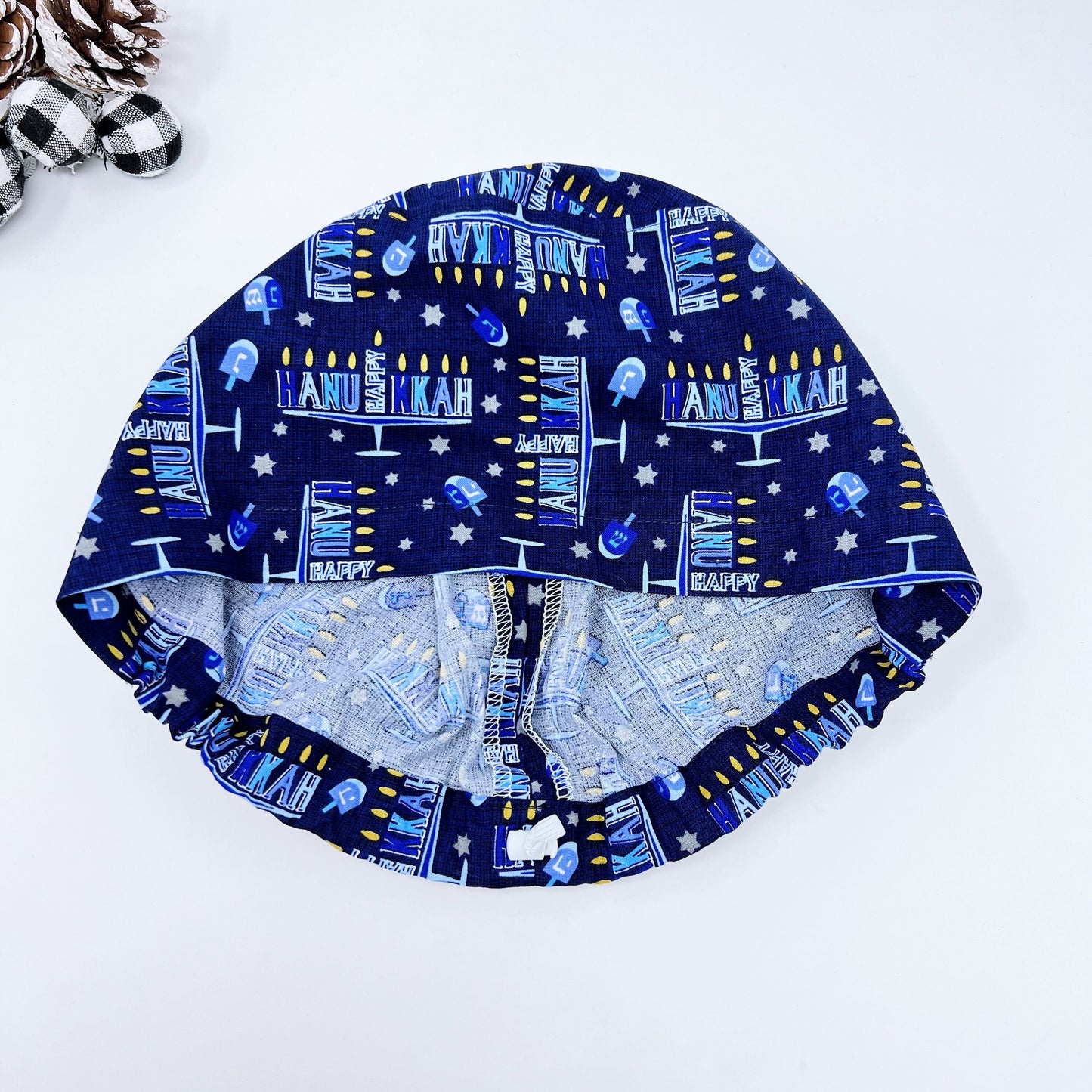 Hanukkah Euro Scrub Cap for Women, Star of David Surgical cap with Satin Lined Option