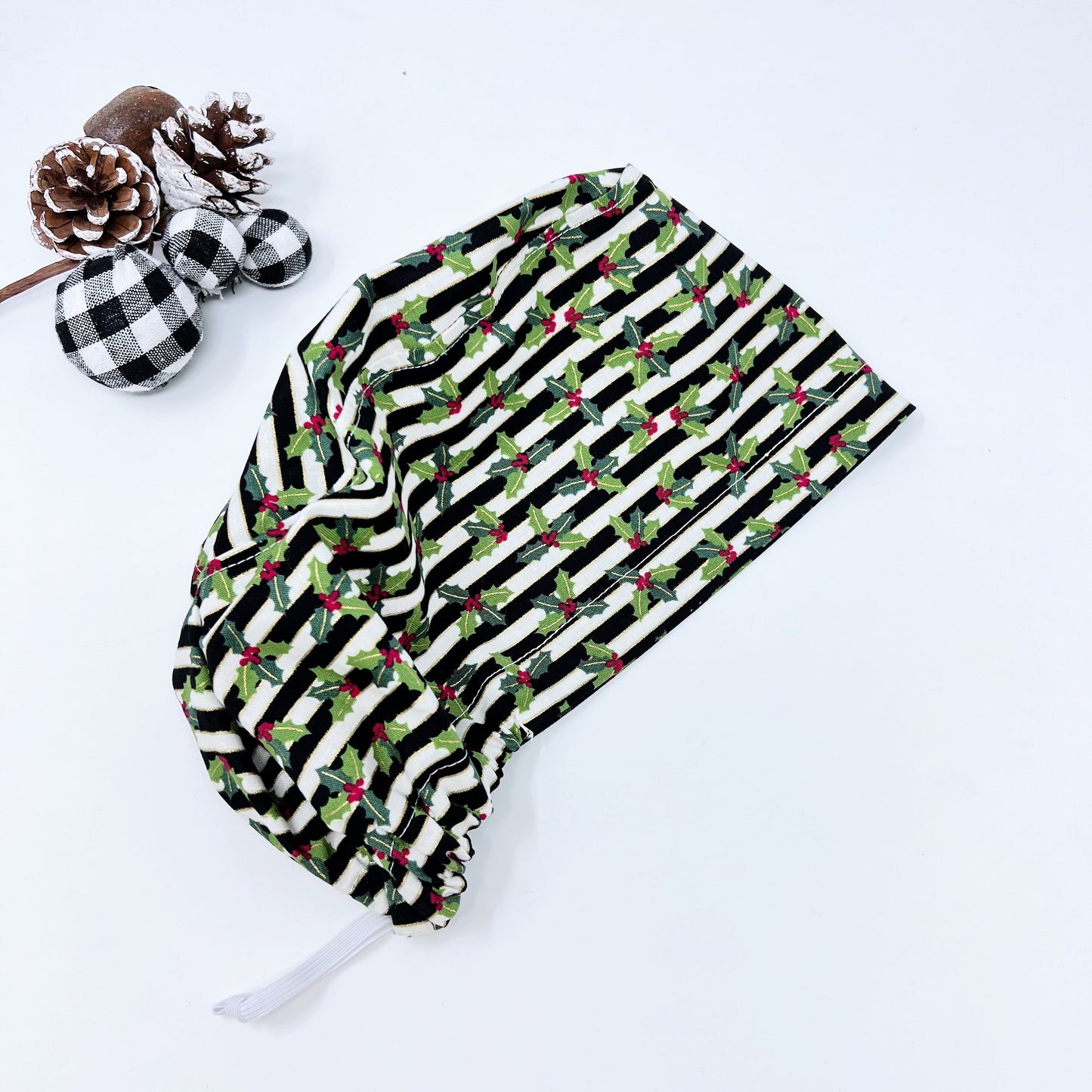 Christmas Euro Scrub Cap for Women, Surgical cap Satin Lined Option