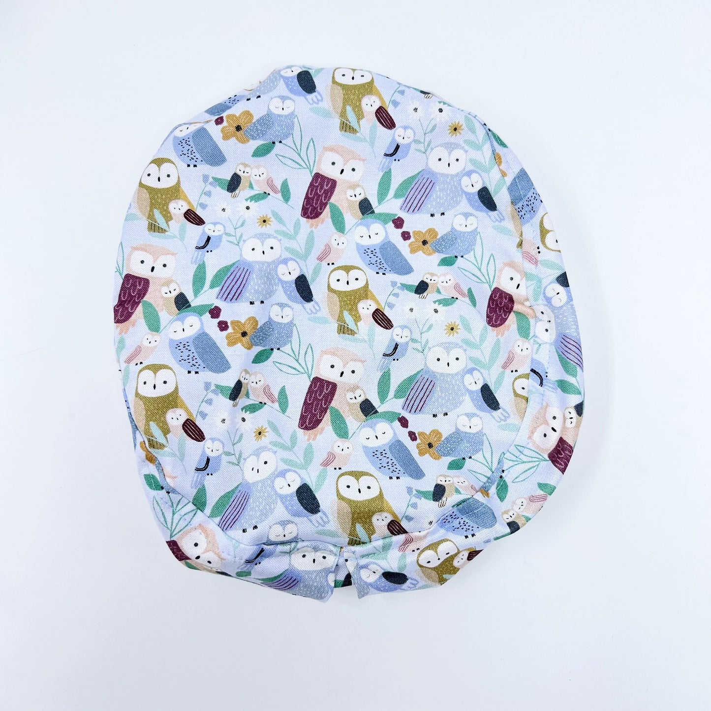 Owl You Need is Love - Euro Scrub Cap from premium cotton for Women, Fall owl Surgical cap with Satin Lined Option