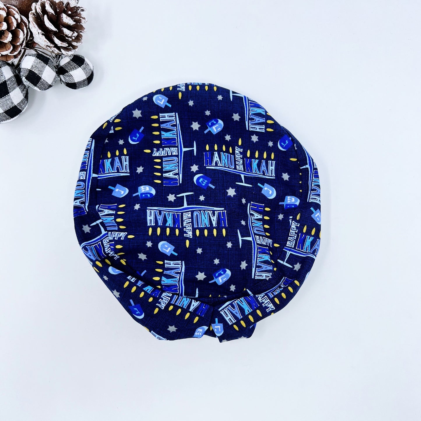 Hanukkah Euro Scrub Cap for Women, Star of David Surgical cap with Satin Lined Option