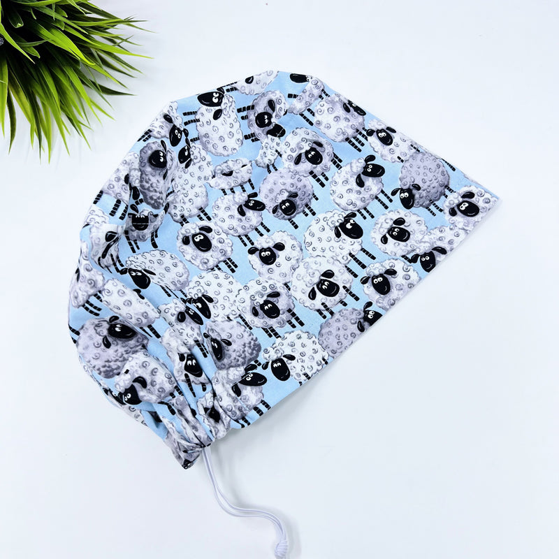 Sheep euro scrub cap for women, satin-lined option — Paradise Caps