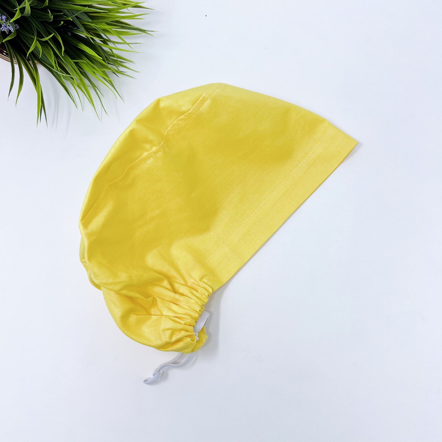 Euro Scrub Cap for Women, Solid yellow surgical cap with Satin Lined Option