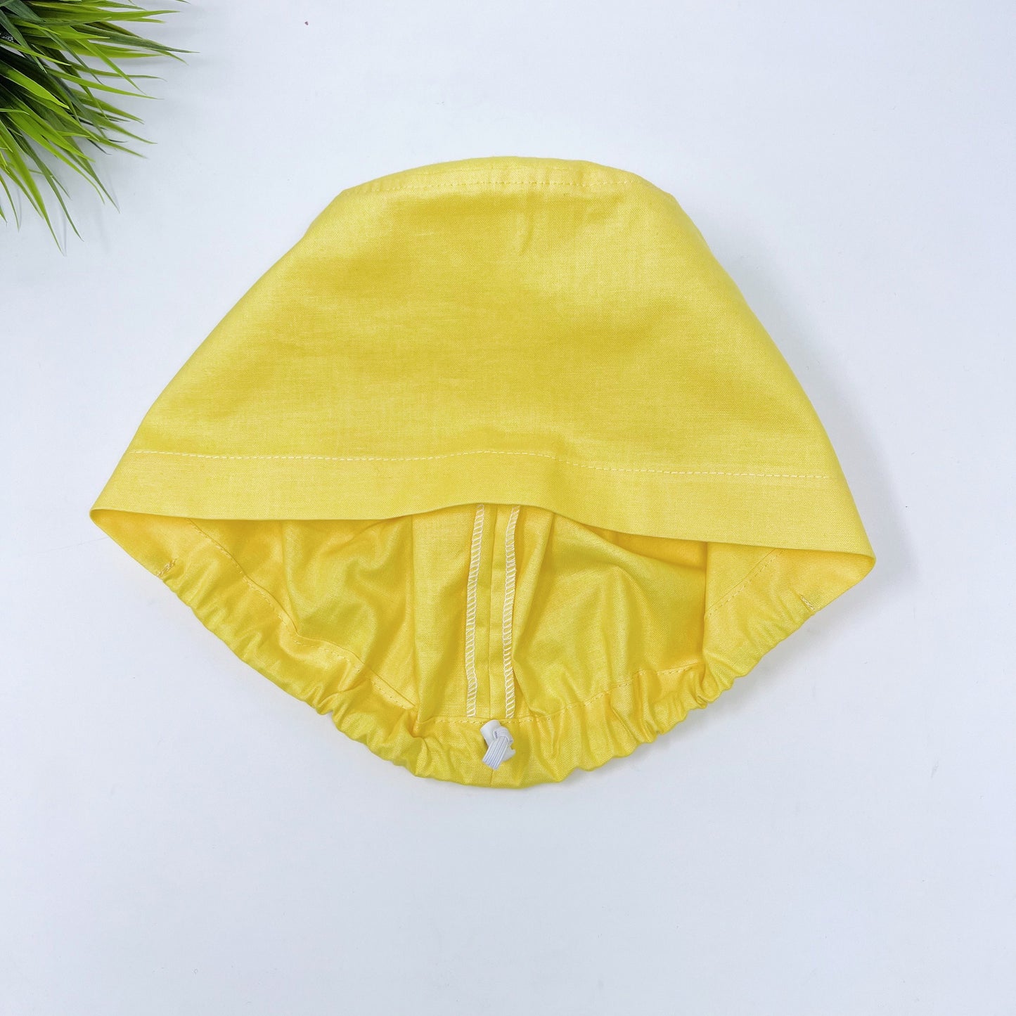 Euro Scrub Cap for Women, Solid yellow surgical cap with Satin Lined Option