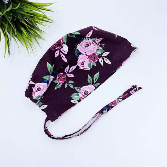 Berry Rose regular surgical cap. Scrub caps for women.