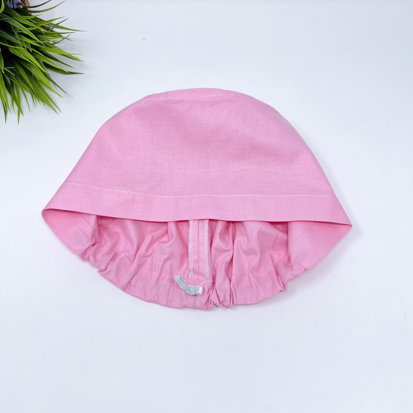 Euro Scrub Cap for Women, Solid pink surgical cap with Satin Lined Option