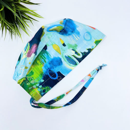 Solace Multi Color Circle regular surgical cap. Scrub caps for women and men.