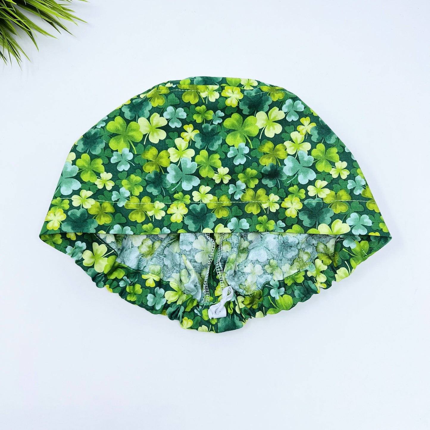 Packed Shamrocks Euro Scrub Cap for Women, St. Patricks Day Surgical cap with Satin Lined Option