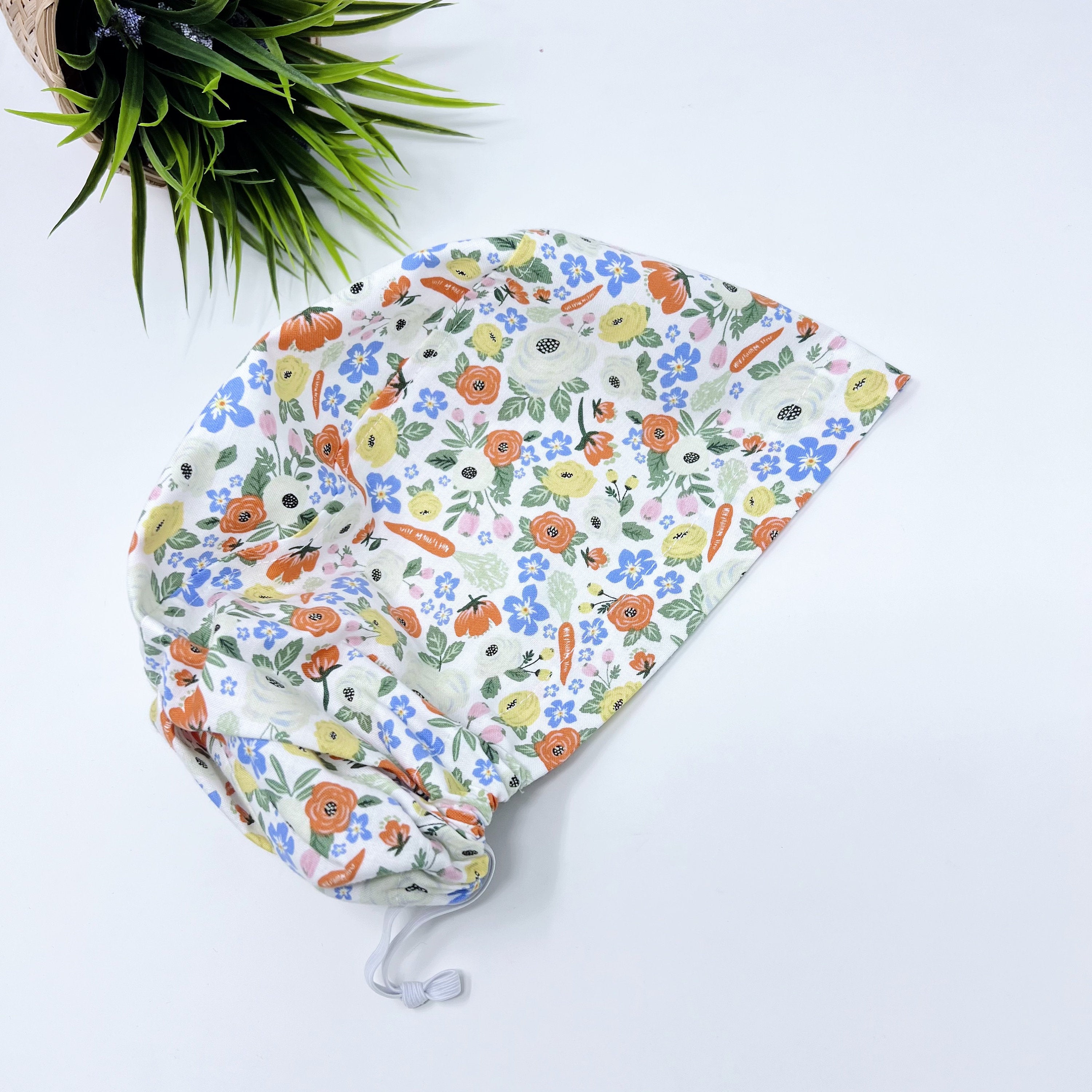 Easter Euro Scrub Cap for Women, Carrot Surgical cap Satin Lined Option