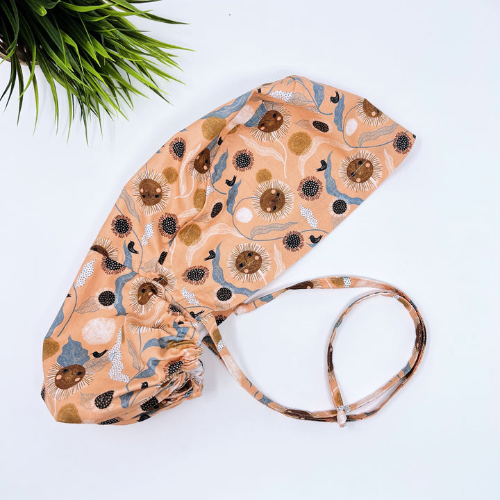 Floral Twirl Ponytail scrub cap for women with satin lined option by ...