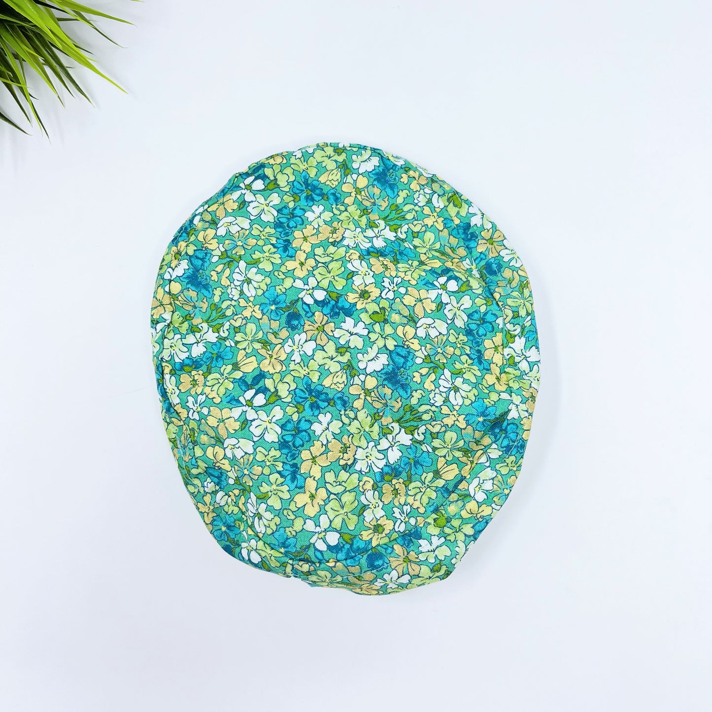 Floral Euro Scrub Cap for Women, Aqua Flora Surgical cap Satin Lined Option