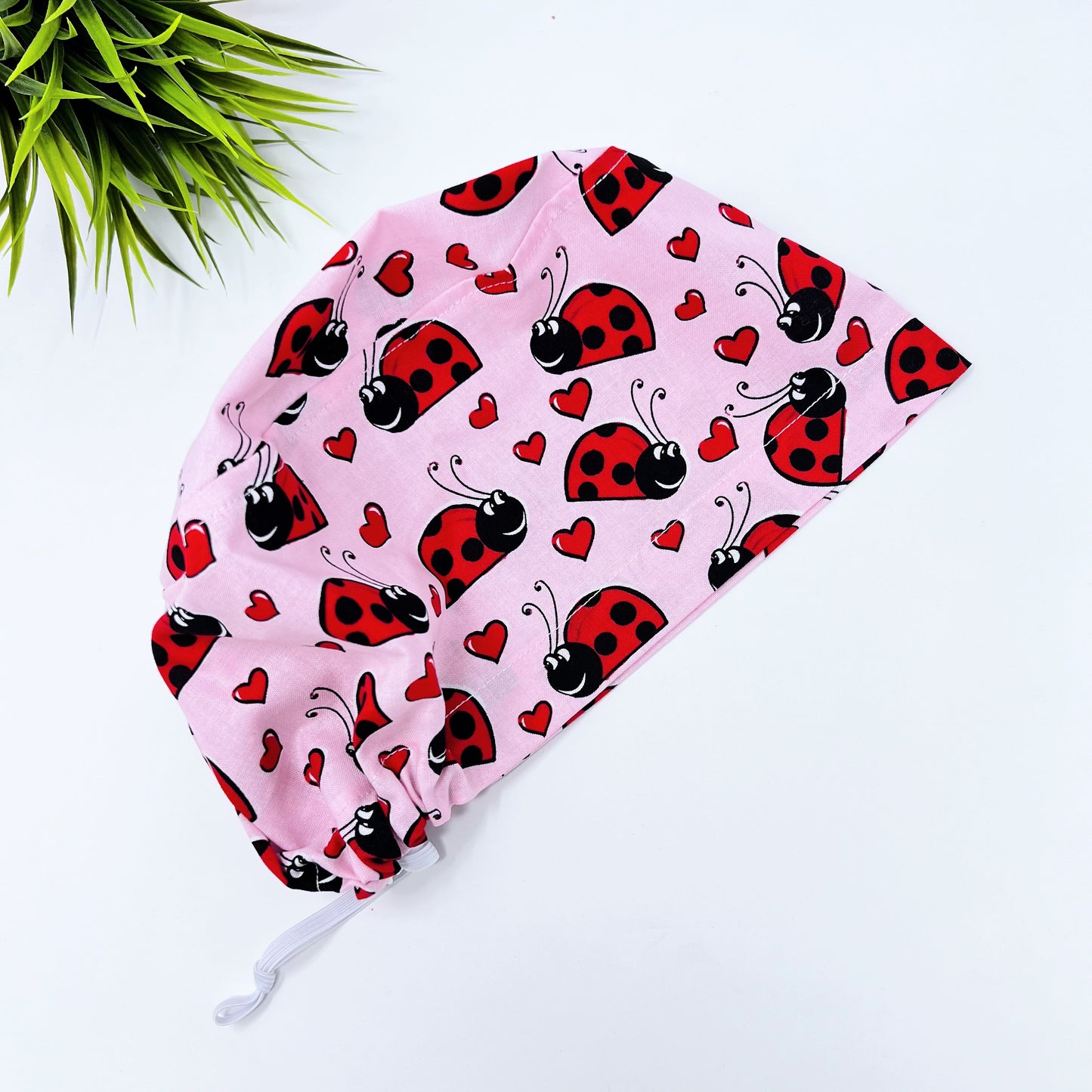 Ladybugs Euro Scrub Cap for Women, Surgical cap Satin Lined Option