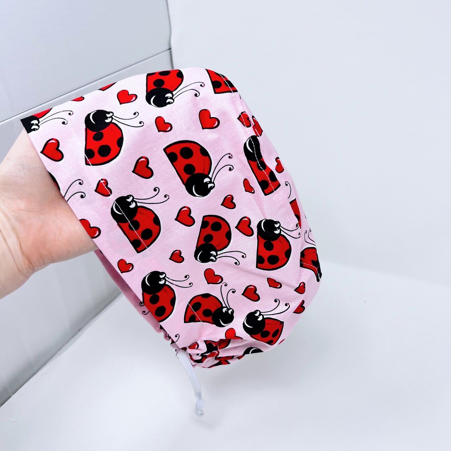 Ladybugs Euro Scrub Cap for Women, Surgical cap Satin Lined Option