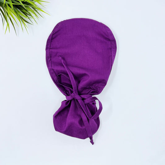 Violet solid Ponytail scrub cap,  Scrub cap with ponytail holder.