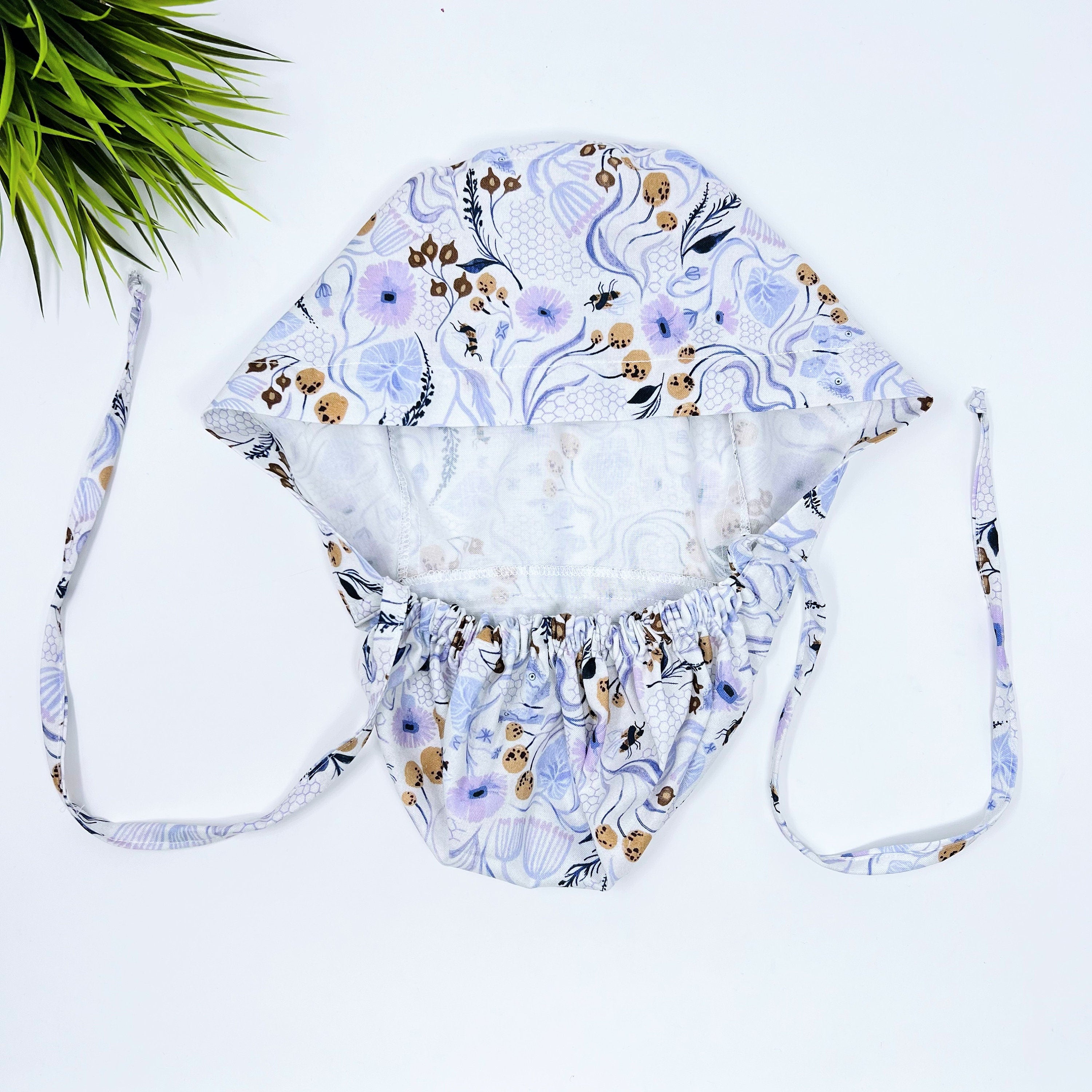 Busy Bees Ponytail scrub cap for women with satin lined option by Paradise Caps.