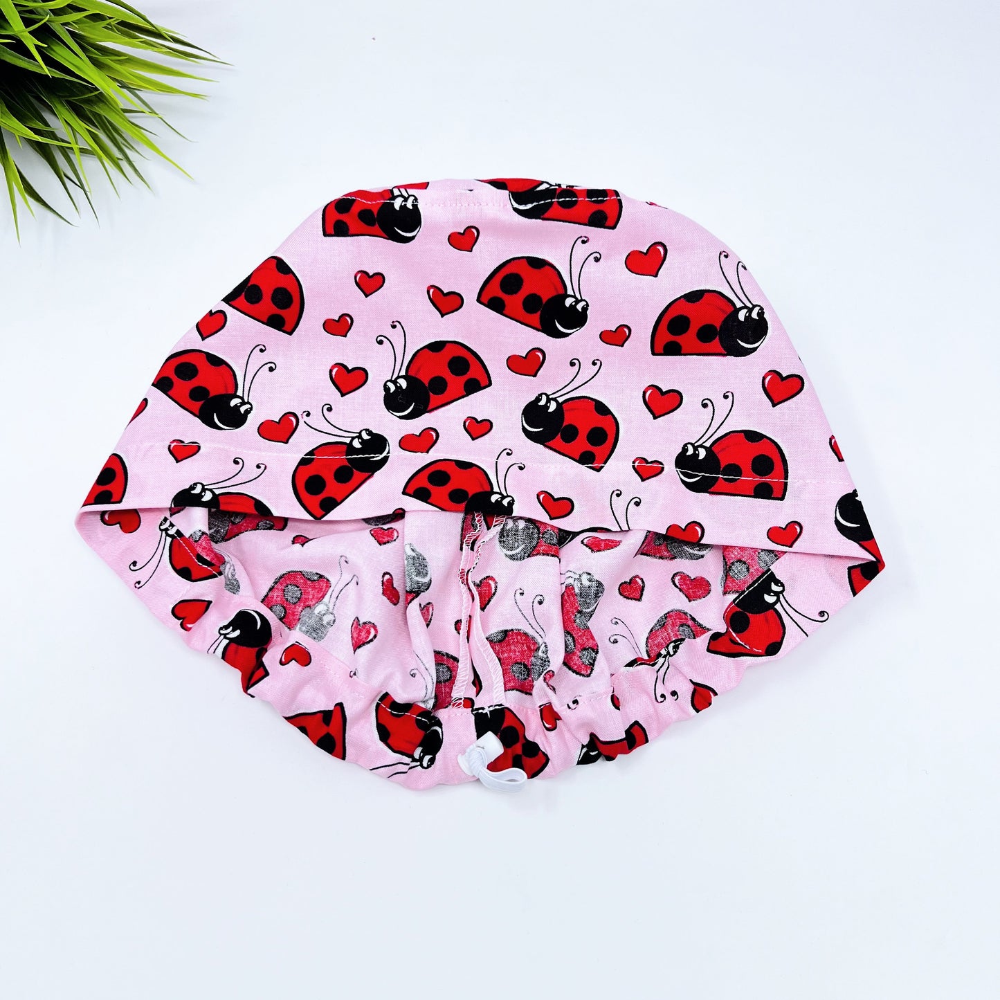 Ladybugs Euro Scrub Cap for Women, Surgical cap Satin Lined Option